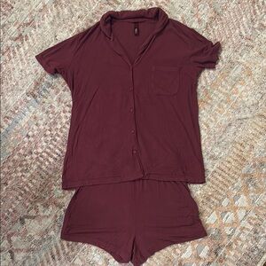 SKIMS Burgundy Pajama Set Intimates & Sleepwear